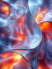 Poster - A mesmerizing abstract design featuring flowing, translucent blue and radiant orange elements, creating a dynamic and vibrant visual effect.