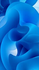Wall Mural - Fluid blue wavy shapes continuously morphing and flowing
