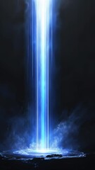 Wall Mural - Radiant blue beam casting light on the ground