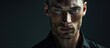 © vxnaghiyev - Unedited male portrait in a black shirt. with copy space image. Place for adding text or design