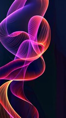 Wall Mural - Neon ribbon twisting and turning on black background