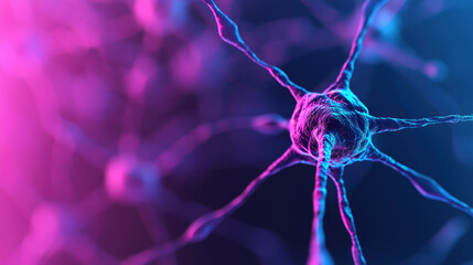 Canvas Print - Digital neurons connecting in AI network symbolize advanced technology and innovation. This vibrant image showcases intricate structure of neurons, highlighting their connections