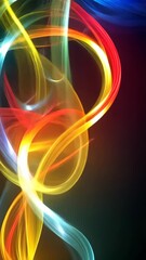 Wall Mural - Light trails flowing on black background