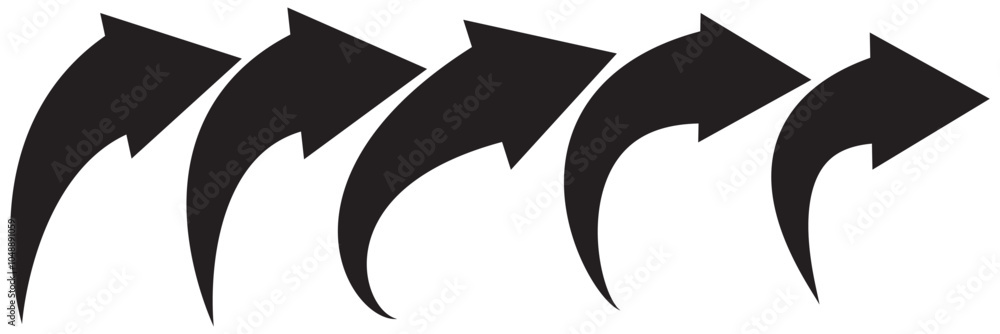 curved arrow png, black curved arrow icon ioslated on transparent ...