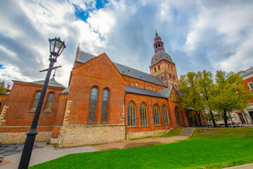 Wall Mural - Old street in old Riga. The city is capital of Latvia that is well known to be a very popular tourism destination in the Baltic region