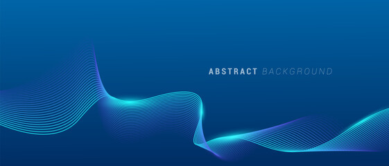 Wall Mural - abstract dynamic background with shining wavy lines gradient blue and purple. future technology conc