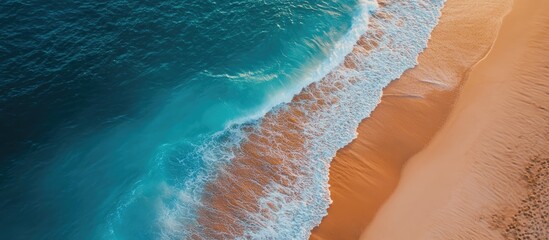 Aufkleber - Stunning aerial view of a beach captured by a drone during the day. with copy space image. Place for adding text or design