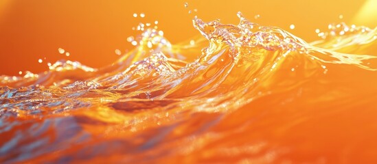 Poster - Aqua waves on an orange backdrop Light and shadows play across the scene Water spills onto a soft orange surface Natural sunlight and shade create effects Gorgeous bursts waves drops streaks highli