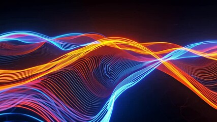 Wall Mural - orange wave light blue animation neon abstract network background