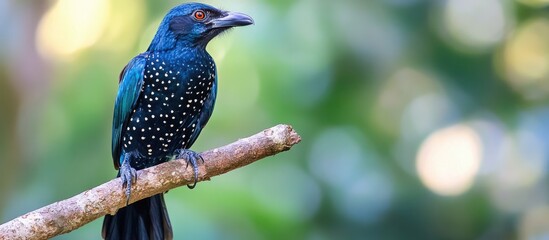 Wall Mural - Asian koel perched on a branch. with copy space image. Place for adding text or design