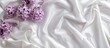 © vxnaghiyev - Small purple heart shaped flowers on a white fabric backdrop Lilac hue Happy Valentine s Day love Mother s Day Spring Women s Day Beautiful flat light Top view. with copy space image
