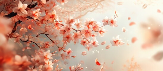 Aufkleber - Autumn cherry blossoms that flourish stunningly in the fall. with copy space image. Place for adding text or design