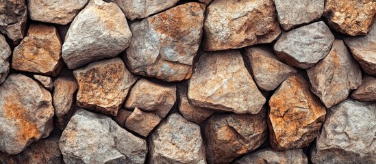 Aufkleber - Wall with stone texture Brown rocks in various shapes copy space