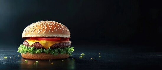 Poster - delicious burger. with copy space image. Place for adding text or design