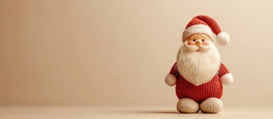 Aufkleber - Santa doll figurine on a plain background Simple minimalist Christmas home decoration. with copy space image. Place for adding text or design