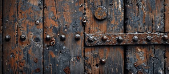 Aufkleber - A piece of an aged wooden door used as a background. with copy space image. Place for adding text or design