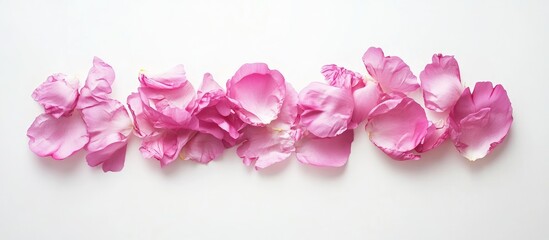 Leinwandbilder - pink peony petals against a white background. with copy space image. Place for adding text or design