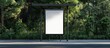 © vxnaghiyev - Blank billboard poster advertisement mockups at an empty bus stop shelter along the main road with greenery in the background out of home OOH vertical billboard media display area
