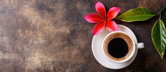 Aufkleber - Vertical image of coffee and a flower. with copy space image. Place for adding text or design