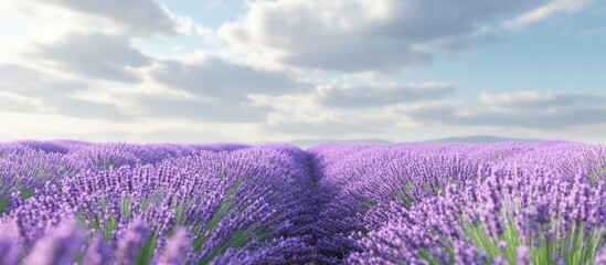 Poster - Field of lavender blooms harvesting. with copy space image. Place for adding text or design