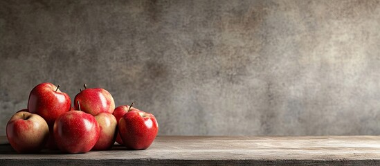 Poster - Apples atop the table. with copy space image. Place for adding text or design