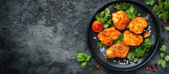 Fototapete - Salmon fritters. with copy space image. Place for adding text or design