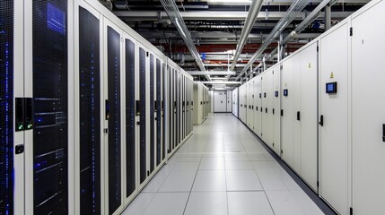 Wall Mural - modern data center corridor with bright lighting
