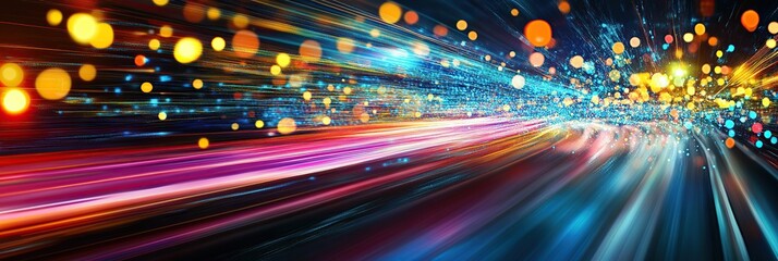 Wall Mural - a dynamic, blurred background of light streaks and colorful lights