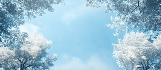 Aufkleber - Negative space design featuring blue sky and trees. with copy space image. Place for adding text or design
