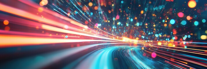 Wall Mural - a dynamic, blurred background of light streaks and colorful lights