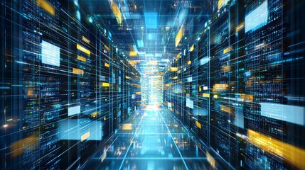 Wall Mural - sleek modern data center with high-tech design