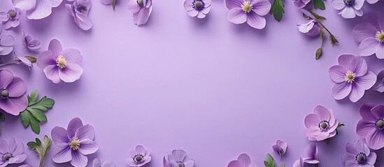 Wall Mural - frame of hepatica flowers liverleaf or liverwort and anemone anemone nemorosa wood anemone windflowe