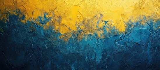 Leinwandbilder - Textured abstract background in yellow and blue. with copy space image. Place for adding text or design