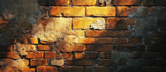 Poster - Rough and uneven bricks of a brick wall illuminated by sunlight Background and texture copy space