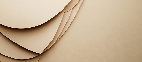 Leinwandbilder - Abstract colored paper texture background Minimal vertical layout featuring geometric shapes and curved lines in neutral beige and brown color tones. with copy space image
