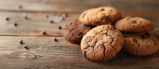 Leinwandbilder - Homemade healthy cookies and chocolate cookies on a wooden table. with copy space image. Place for adding text or design