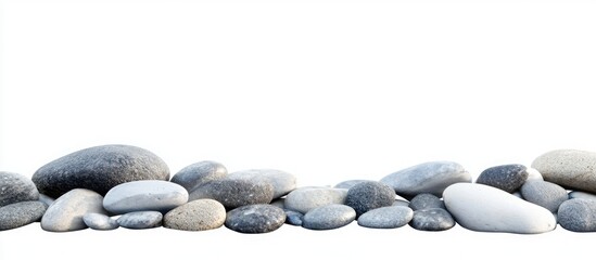 Aufkleber - A curve of pebbles set against a white background. with copy space image. Place for adding text or design