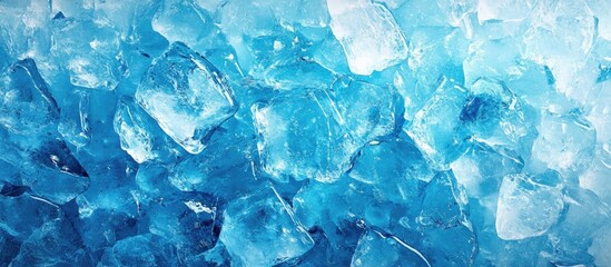 Fototapete - Crushed blue ice glass pieces create a textured background Close up of frozen water. with copy space image. Place for adding text or design