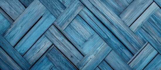 Leinwandbilder - blue wooden parquet pattern. with copy space image. Place for adding text or design