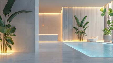 Serene Spa Interior with Soft Lighting and Clean Design