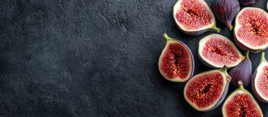 Leinwandbilder - Hamon and slices of fresh figs. with copy space image. Place for adding text or design