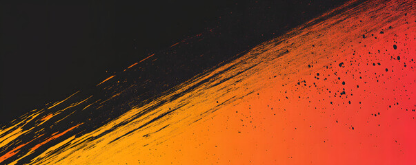 Wall Mural - abstract dynamic orange and black background. grunge background with texture of particles and spots.