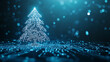 © Dirk - A blue background with an abstract Christmas tree made of glowing digital circuit patterns, symbolizing the holiday season in technology and computer science. Christmas card.