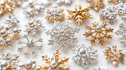 Gold and Silver Snowflake Ornaments: Festive Winter Decor