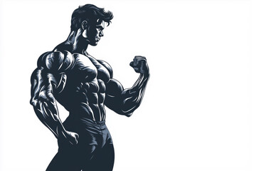 Wall Mural - a man with a muscular build is flexing his arm