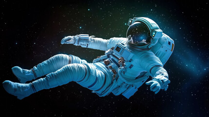 Wall Mural - an astronaut floats in space, surrounded by stars and galaxies on a mission