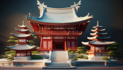 3d-model of a Buddhist Temple