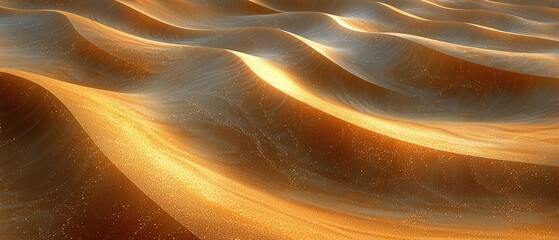 Poster - Abstract Wavy Desert Landscape with Golden Shimmer