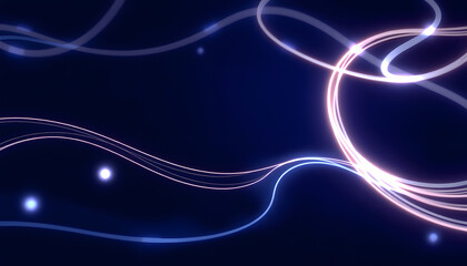 Wall Mural - a digital abstract concept with swirling lines and a circuit pattern, symbolizing technology on a da