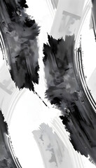 Wall Mural - ink seamless pattern with brushstrokes isolated with white highlights, png